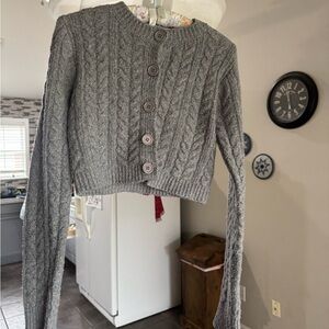 Willow Charcoal Cable Knit Cardigan